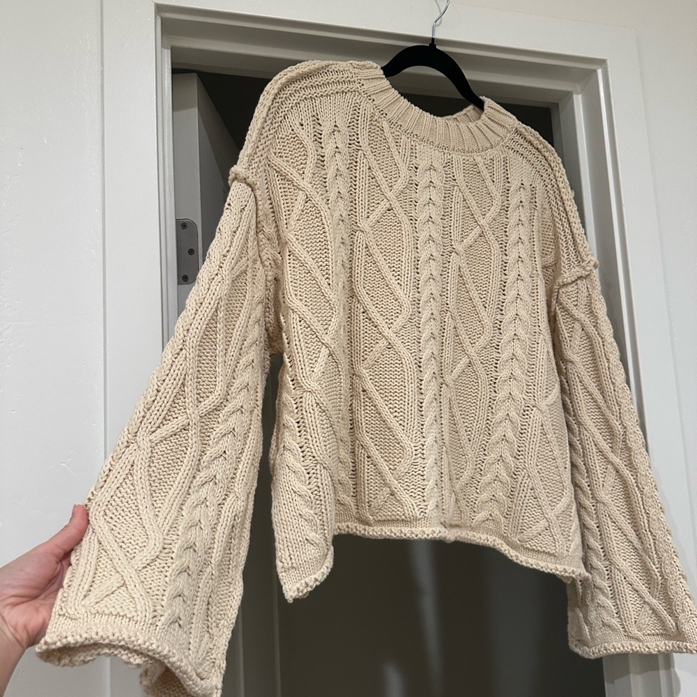 Le Lis Textured Knit Cream Sweater